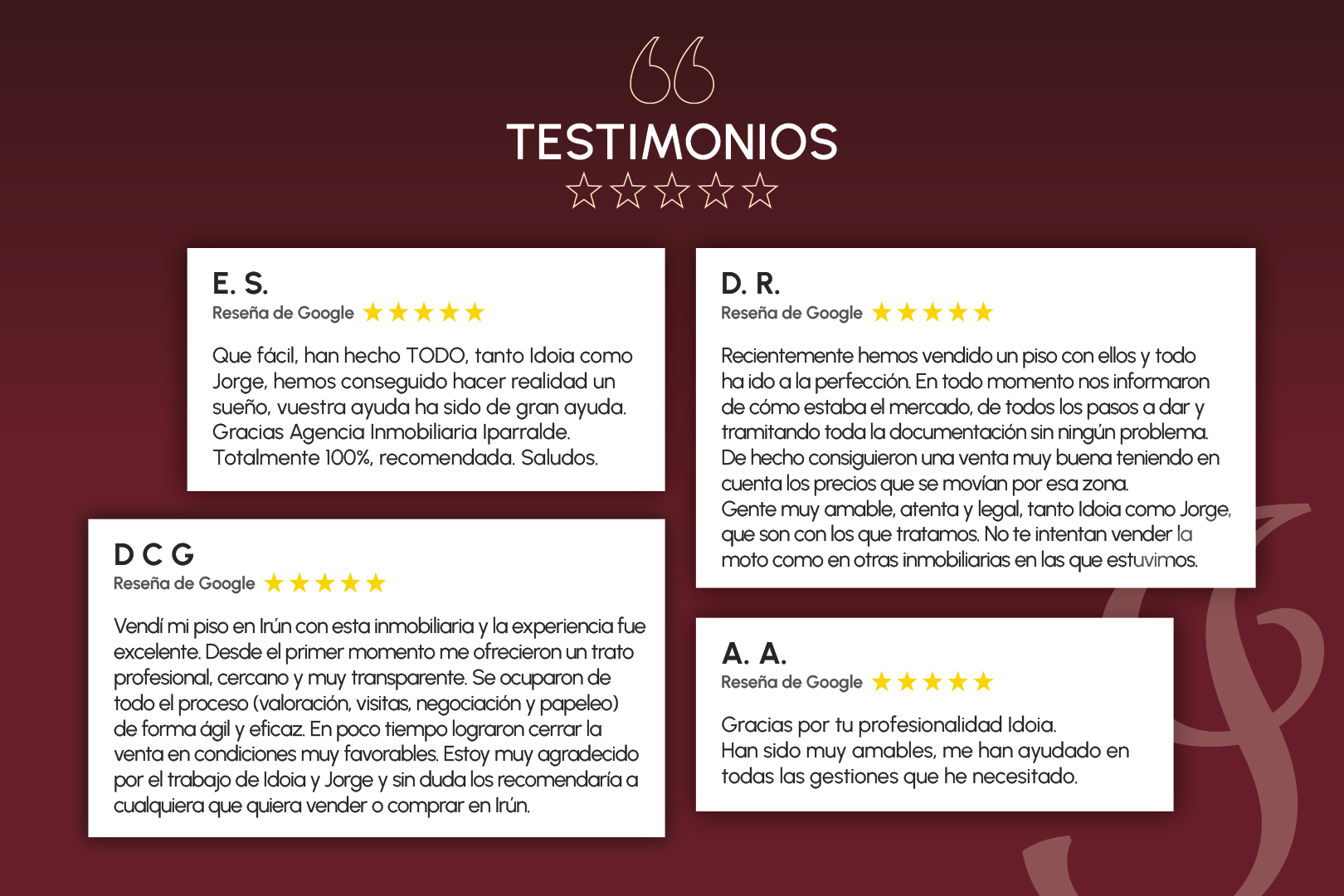 Gracias por valorar nuestro trabajo con 5 estrellas y por recomendarnos con tanta generosidad.